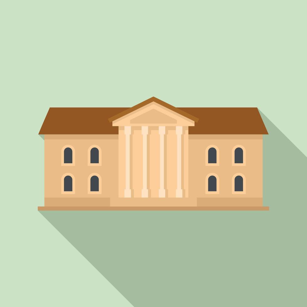 Institute building icon, flat style vector