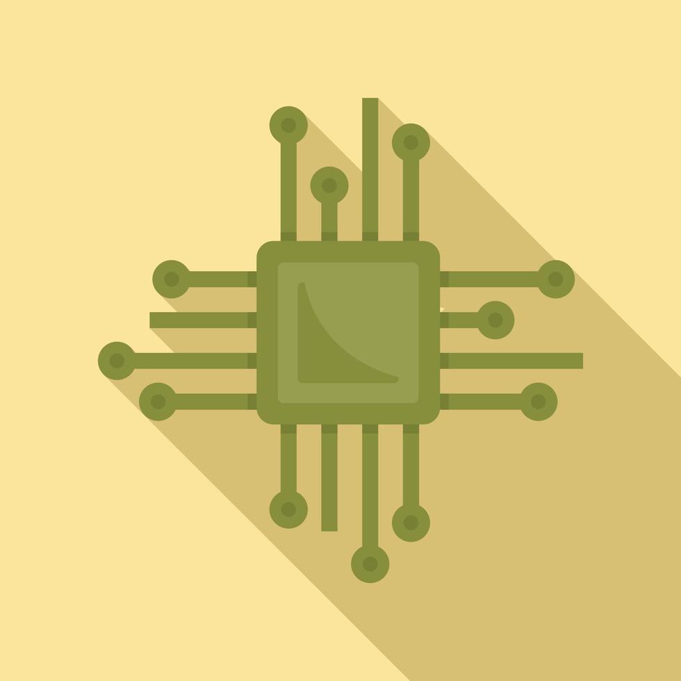 Smart processor icon, flat style vector