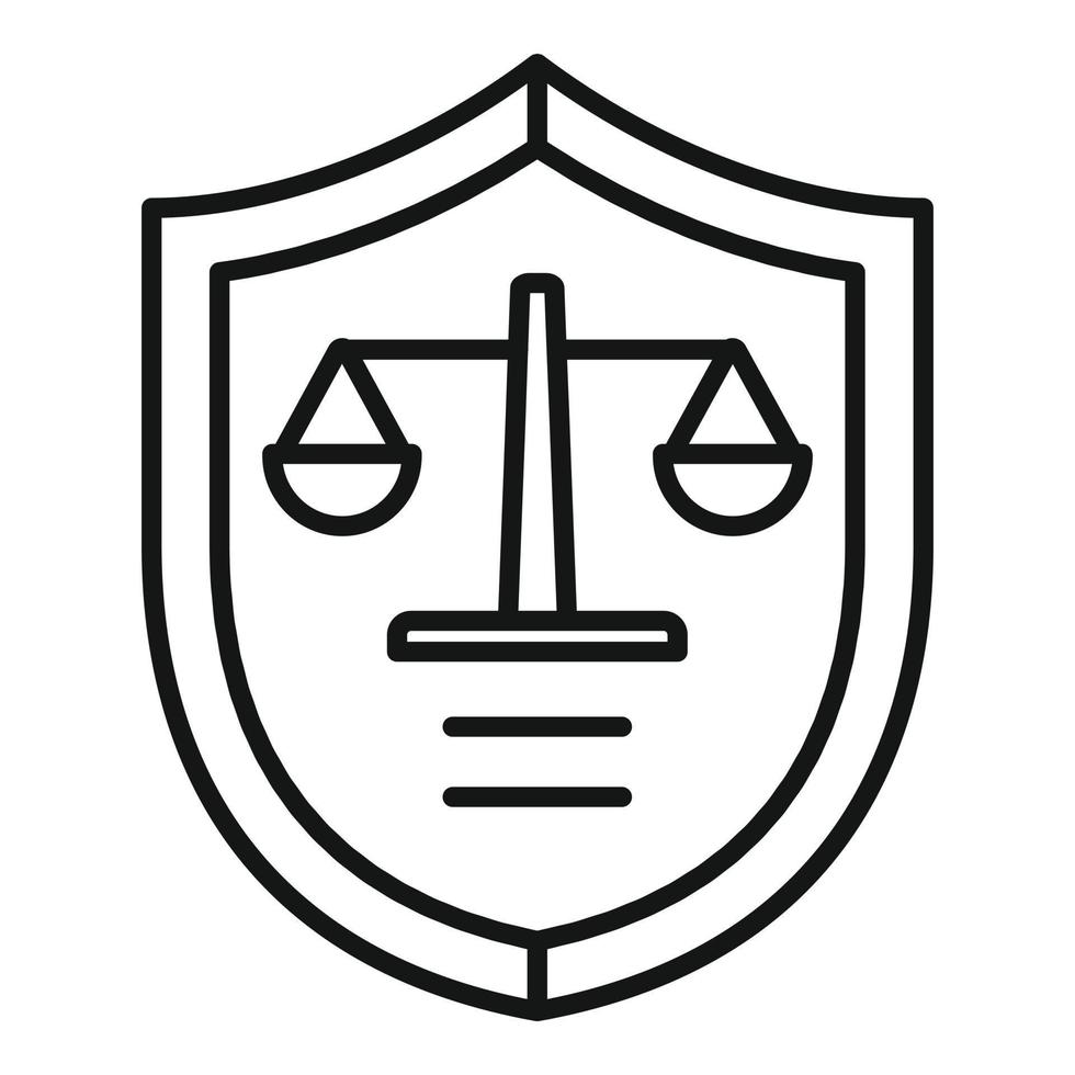 Prosecutor shield icon, outline style vector