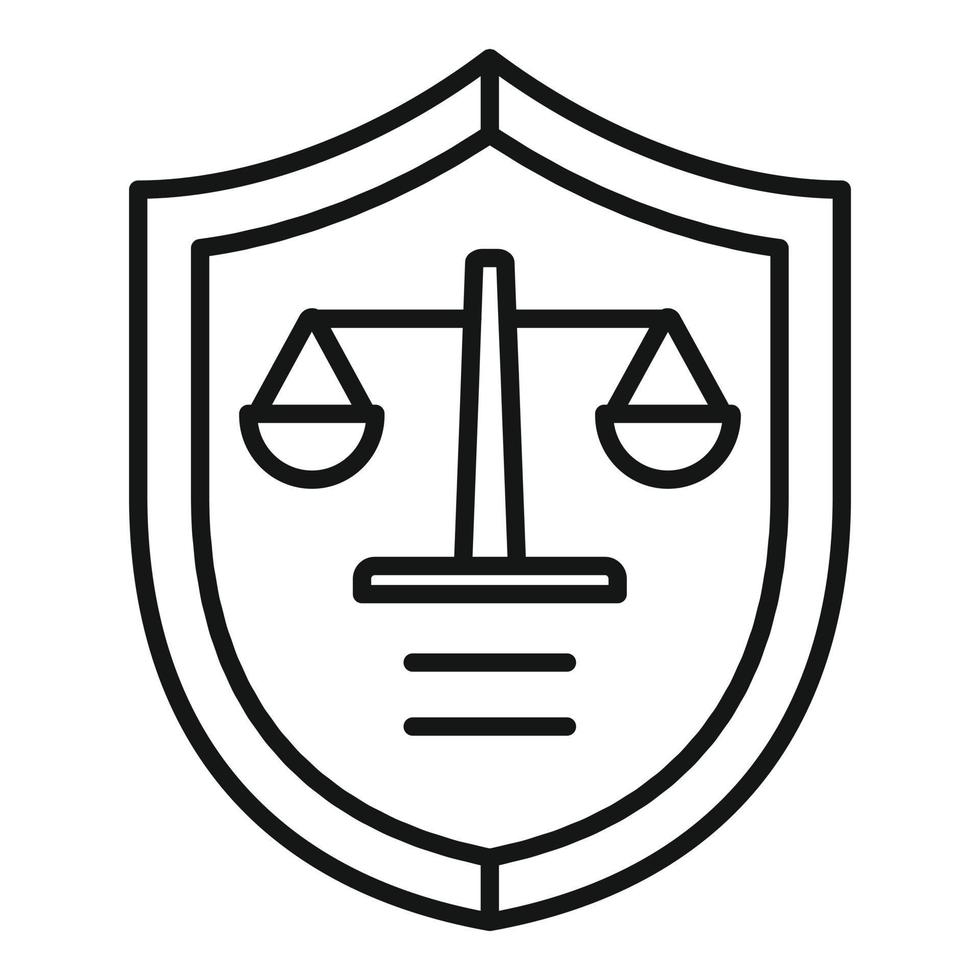 Prosecutor shield icon, outline style vector