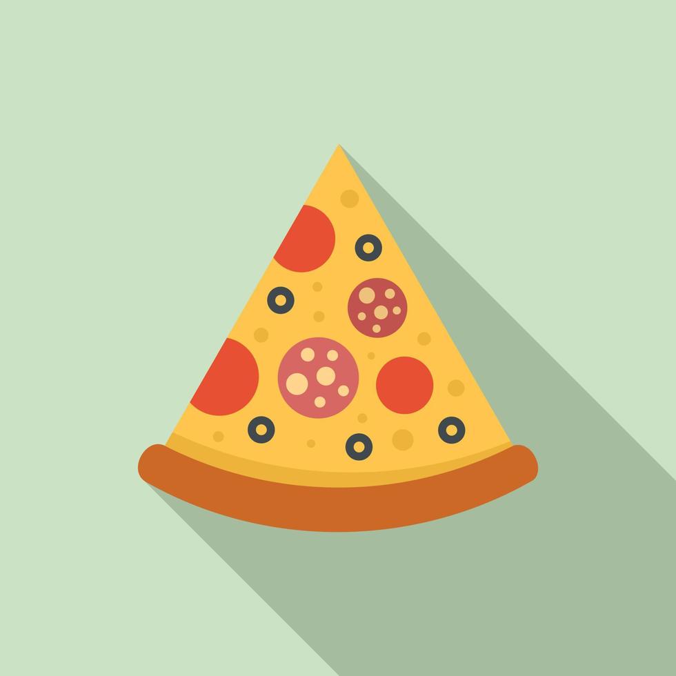 sabroso, pizza, rebanada, icono, plano, estilo vector