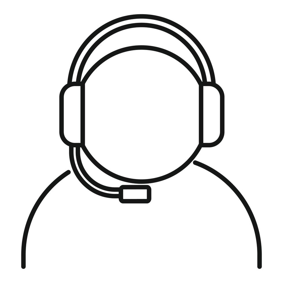 Call center worker icon, outline style vector