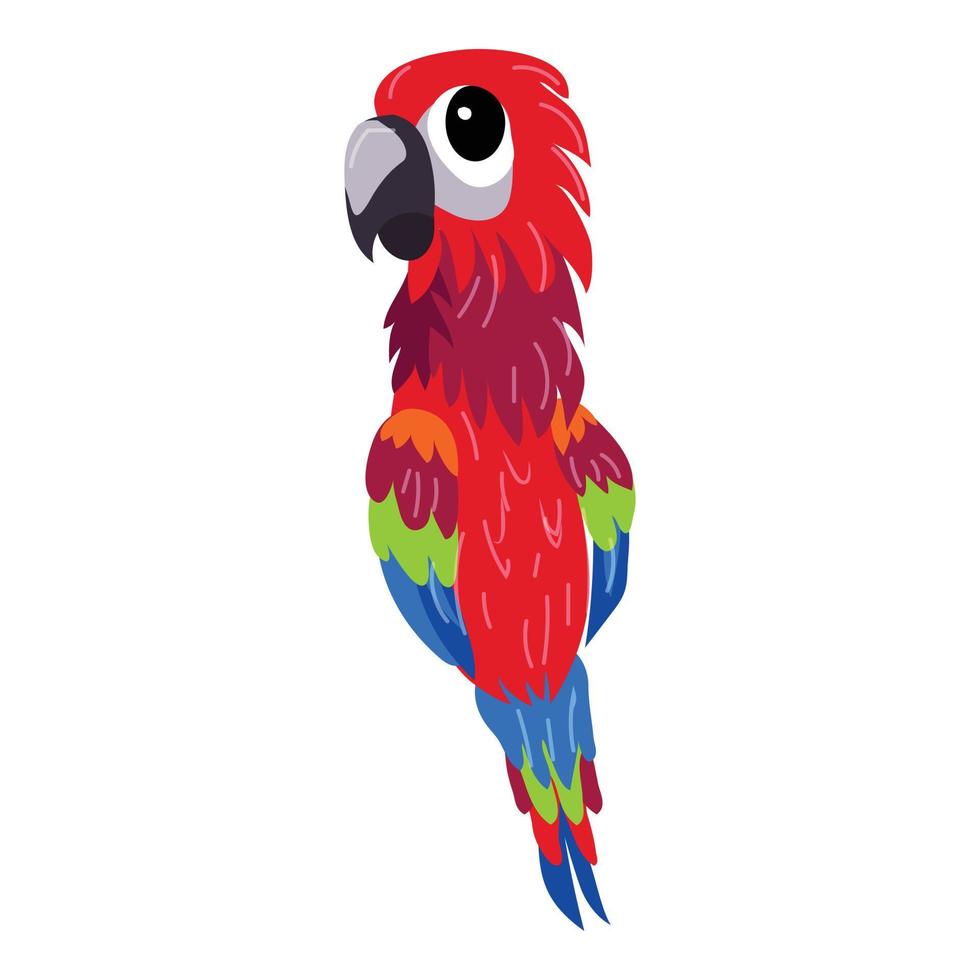 Red parrot icon, cartoon style vector