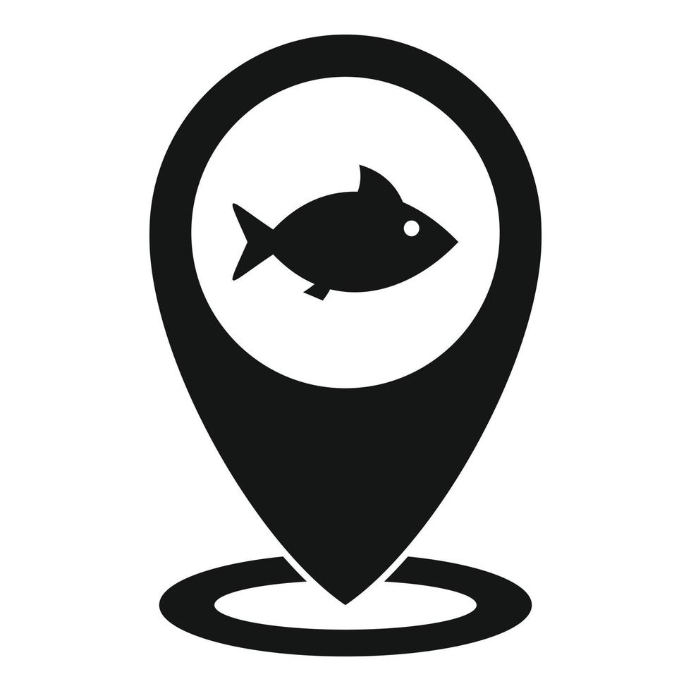 icono de ubicación de peces de río, estilo simple vector