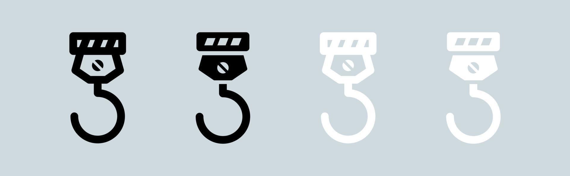 Hook icon set in black and white. Crane signs vector illustration.