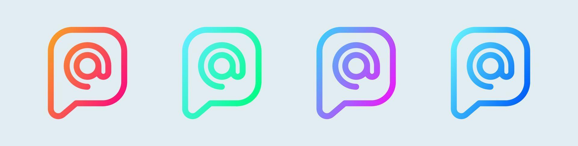 Mention line icon in gradient colors. Tag signs vector illustration.