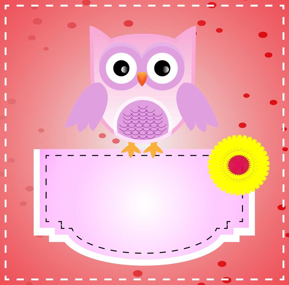 cartoon owl and blank banner birthday card vector