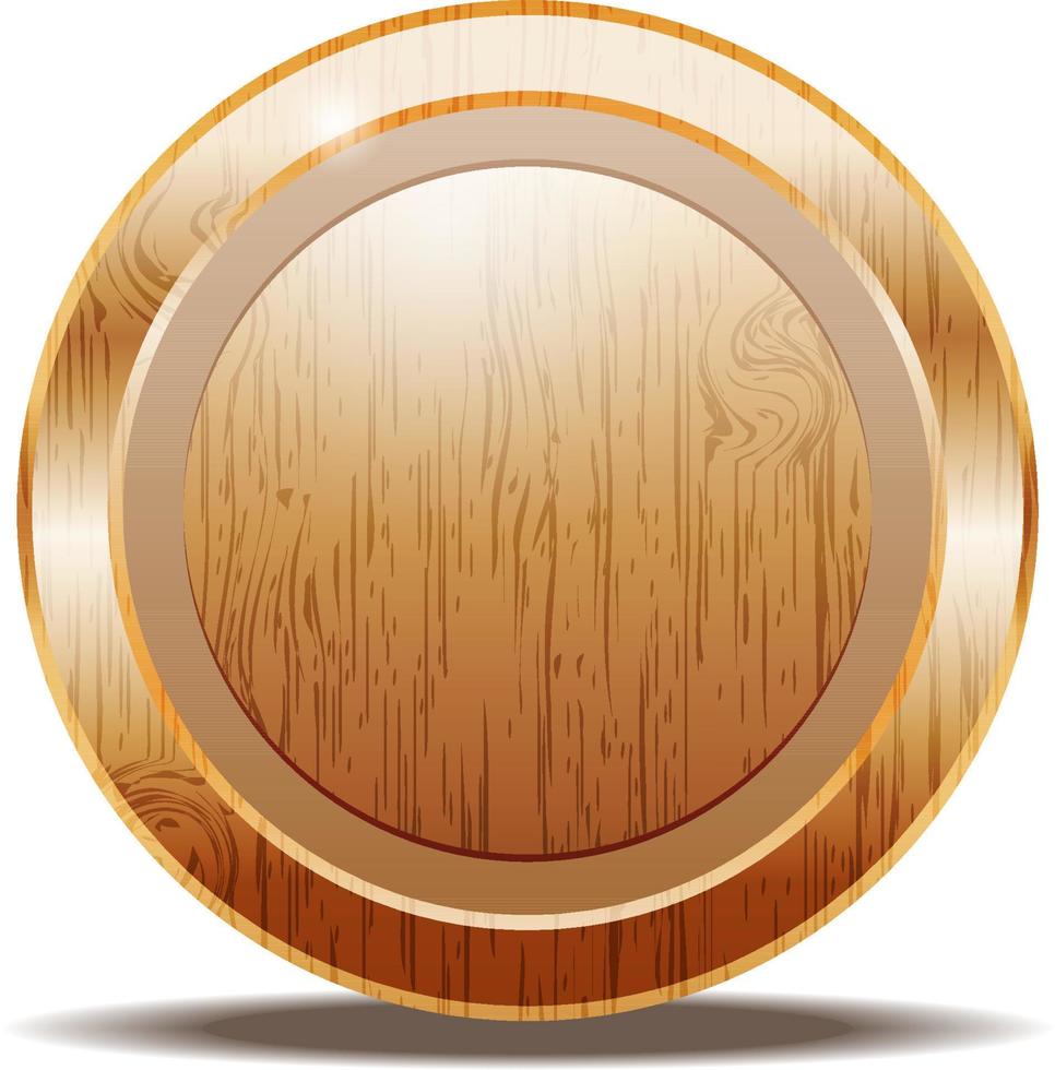 wooden balnk icon with shadow in white background vector