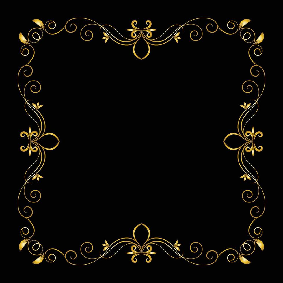 Decorative frame Elegant vector element for design in Eastern style, place for text. Beautiful floral golden border. Lace illustration for invitations, greeting cards and T Shirt design.