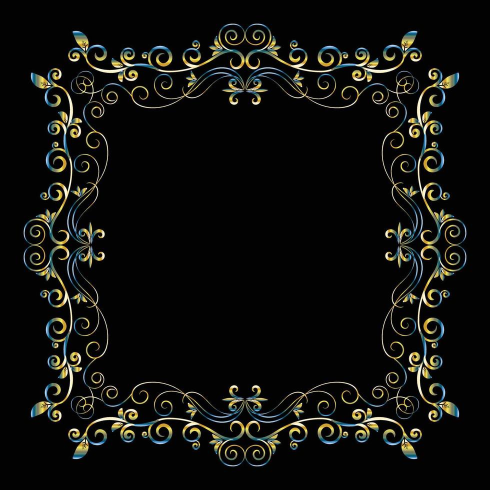 Decorative frame Elegant vector element for design in Eastern style, place for text. Beautiful floral golden border. Lace illustration for invitations, greeting cards and T Shirt design.