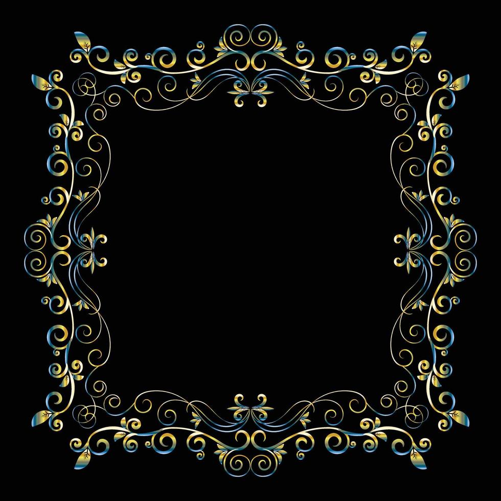 Decorative frame Elegant vector element for design in Eastern style, place for text. Beautiful floral golden border. Lace illustration for invitations, greeting cards and T Shirt design.