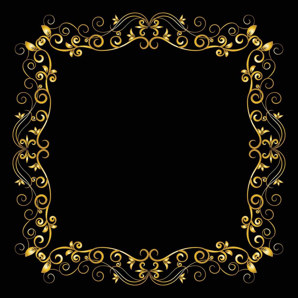 Decorative frame Elegant vector element for design in Eastern style, place for text. Beautiful floral golden border. Lace illustration for invitations, greeting cards and T Shirt design.