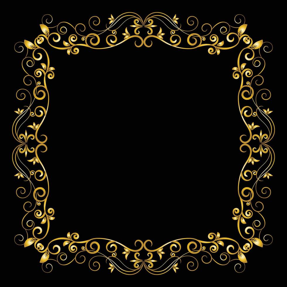 Decorative frame Elegant vector element for design in Eastern style, place for text. Beautiful floral golden border. Lace illustration for invitations, greeting cards and T Shirt design.