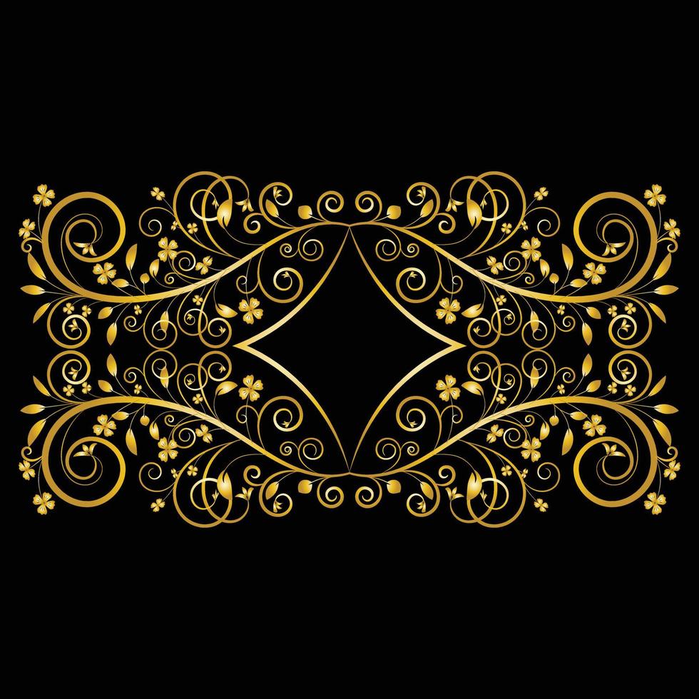 Decorative frame Elegant vector element for design in Eastern style, place for text. Beautiful floral golden border. Lace illustration for invitations, greeting cards and T Shirt design.
