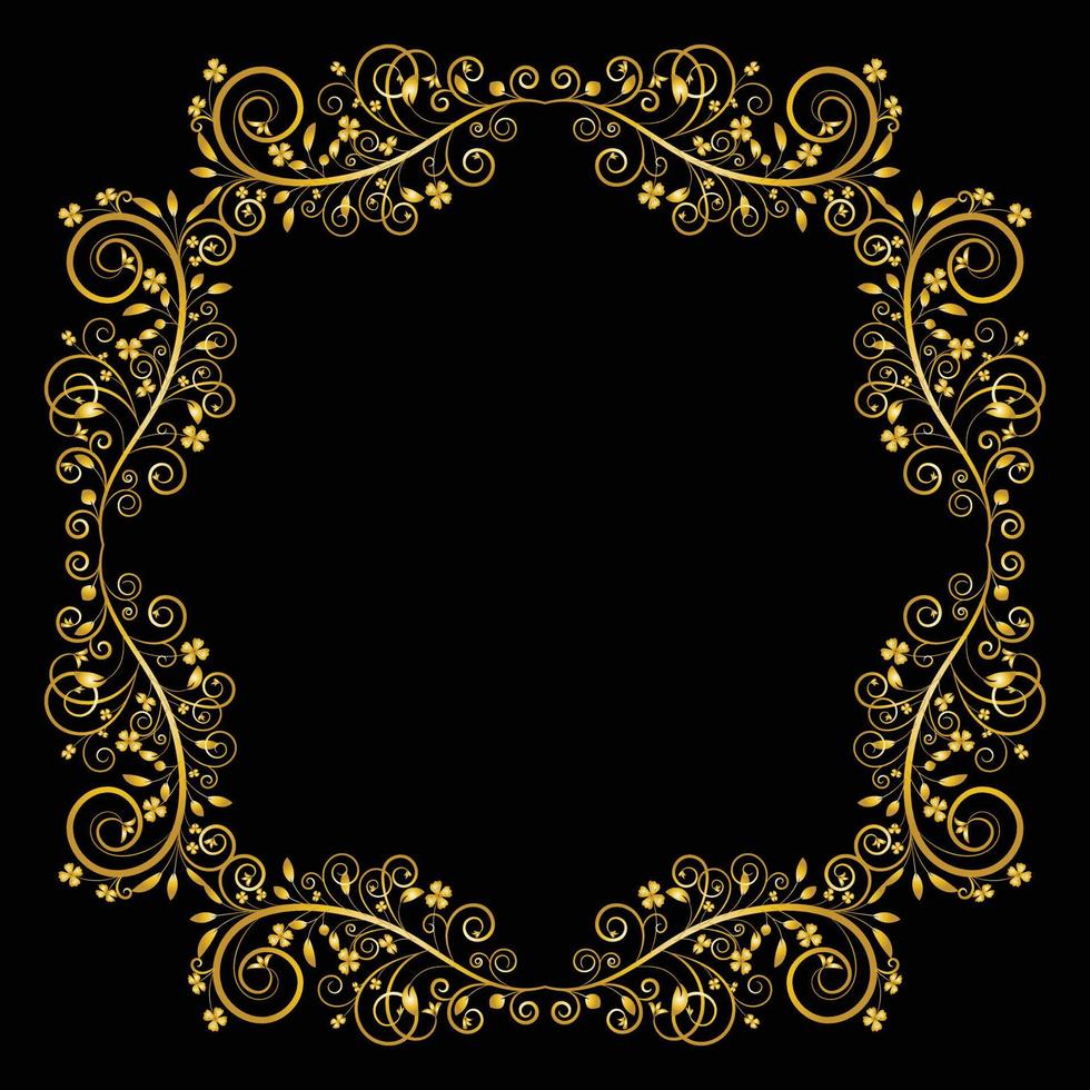 Decorative frame Elegant vector element for design in Eastern style, place for text. Beautiful floral golden border. Lace illustration for invitations, greeting cards and T Shirt design.