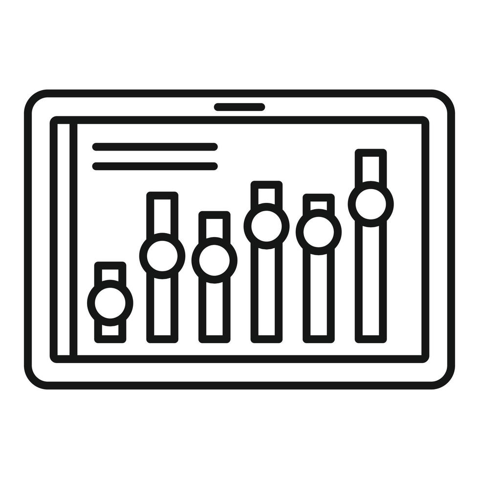 Tablet business graph icon, outline style vector