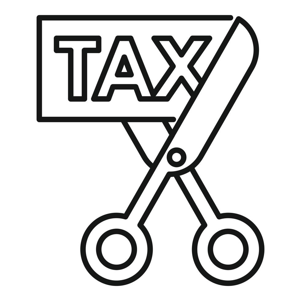 Scissors cut tax icon, outline style vector