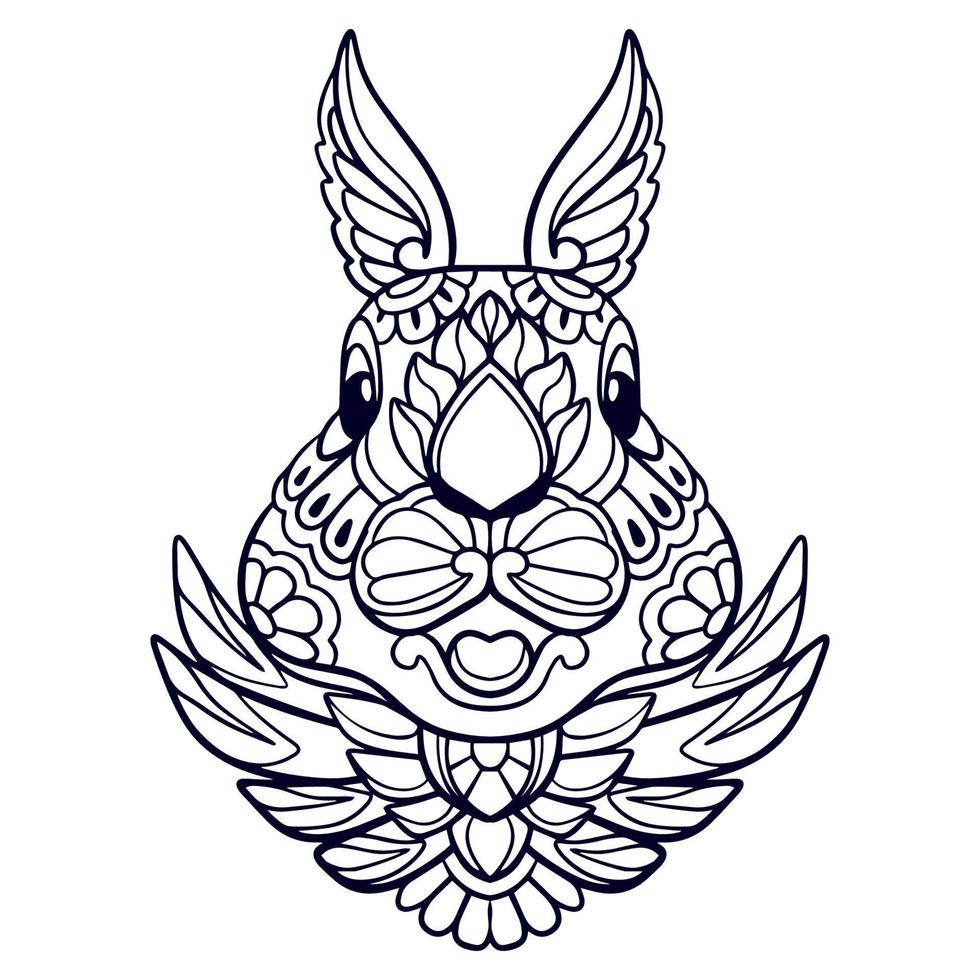 Beautiful Rabbit mandala arts isolated on white background vector
