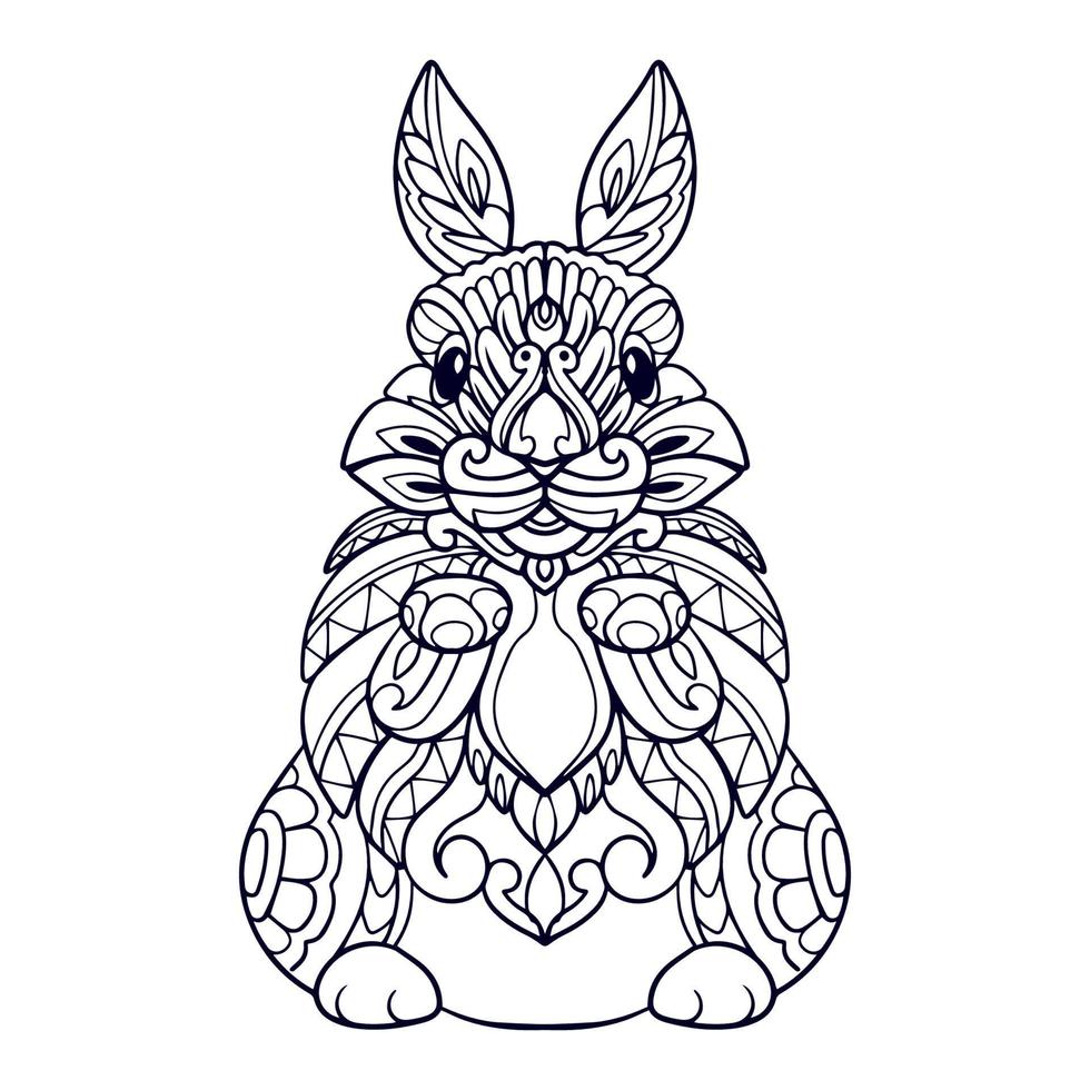 Beautiful Rabbit mandala arts isolated on white background vector