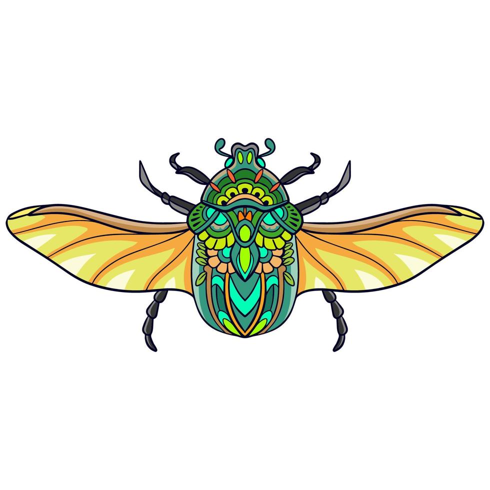 Colorful Beetle mandala arts isolated on white background vector