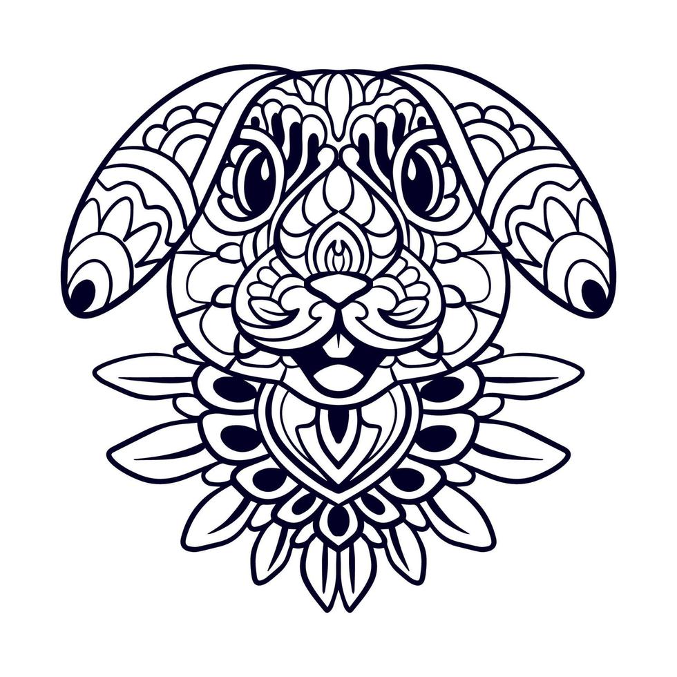 Beautiful Rabbit mandala arts isolated on white background vector