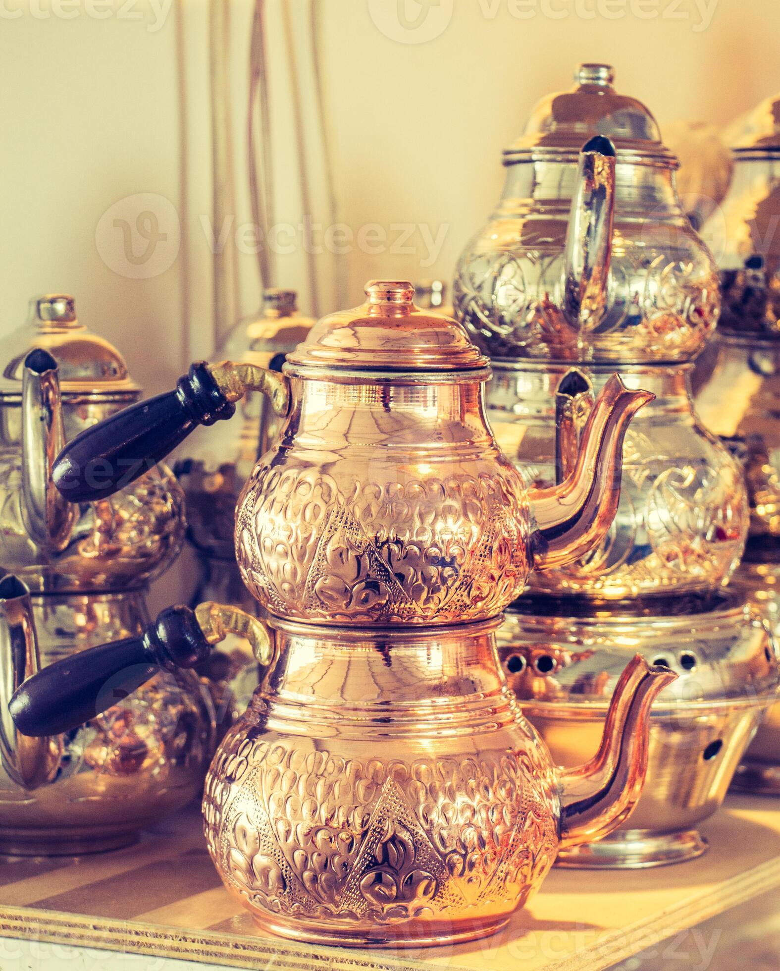 Turkish tea pot made in a traditional style 14519482 Stock Photo at Vecteezy