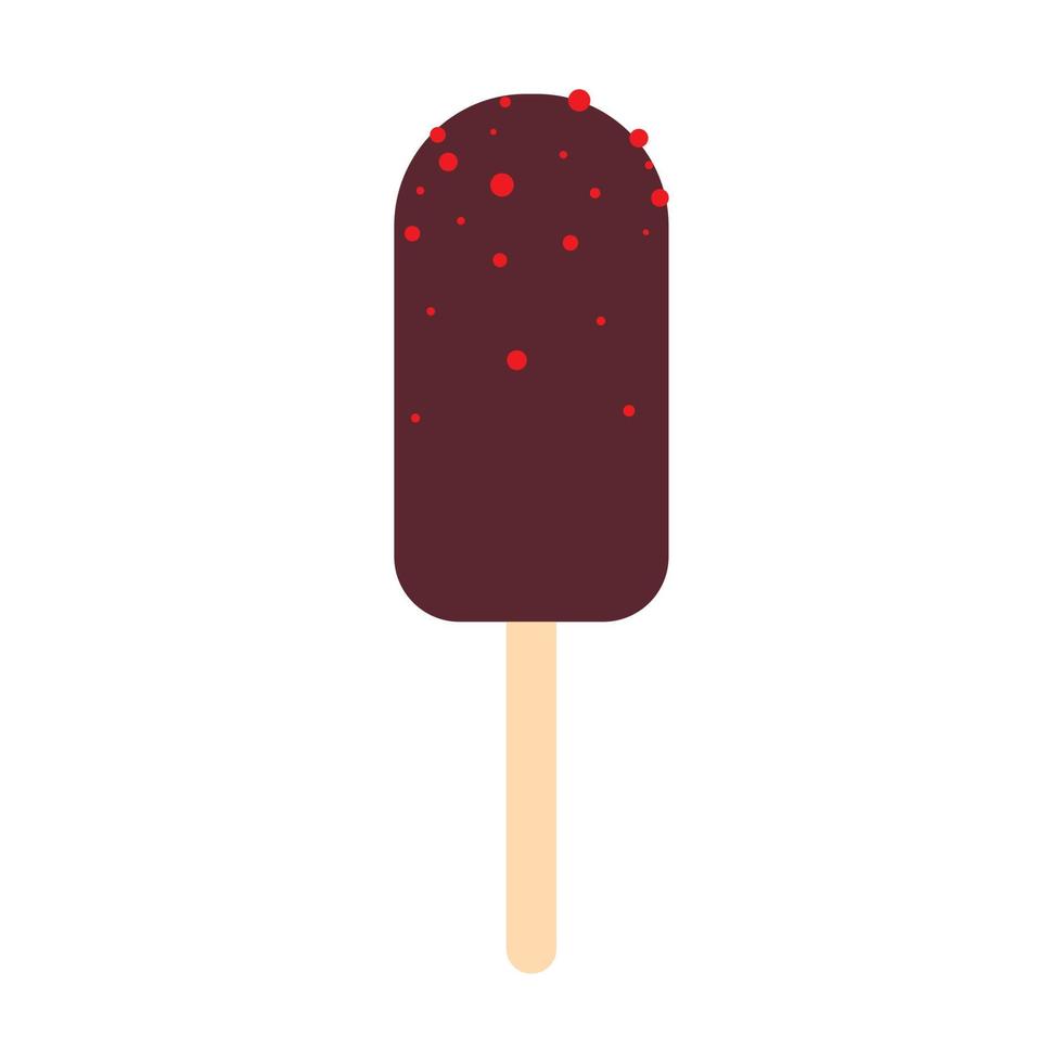 helado de chocolate con icono de bayas, estilo plano vector