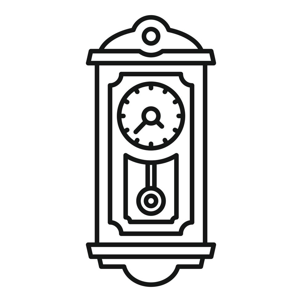 icono de reloj de péndulo en casa, estilo de esquema vector