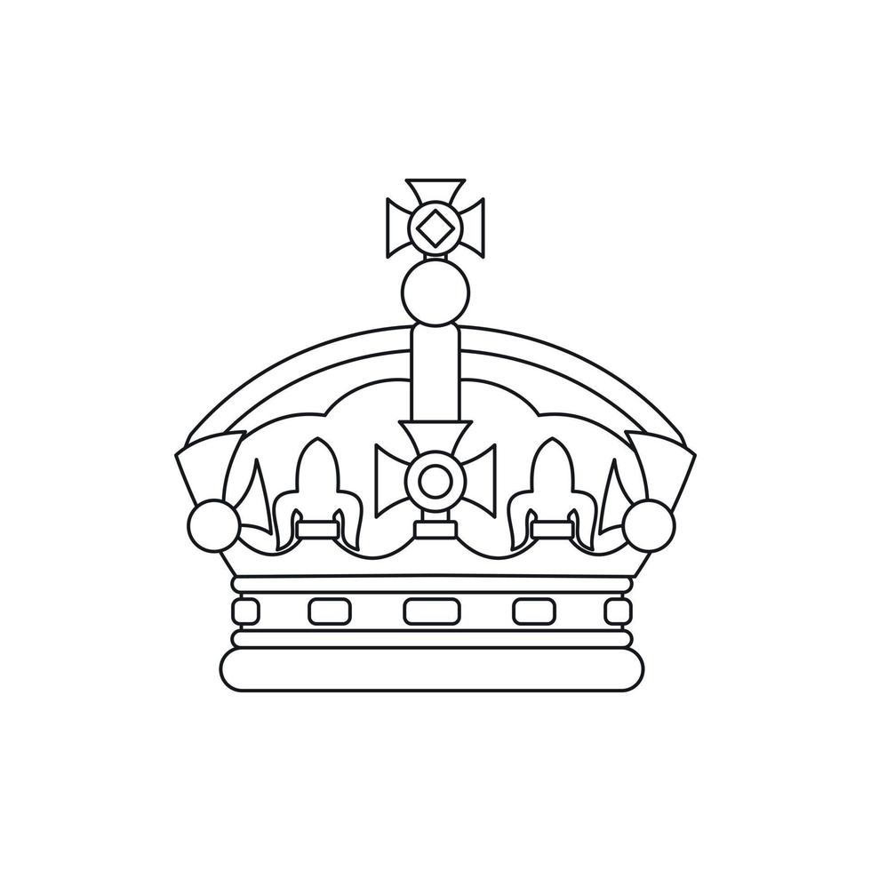 icono de corona, estilo de esquema vector