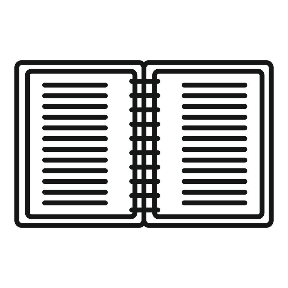 administrador de oficina icono de cuaderno abierto, estilo de contorno vector