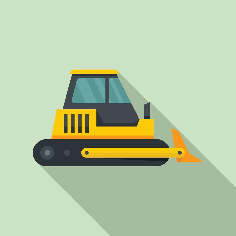 Big bulldozer icon, flat style vector