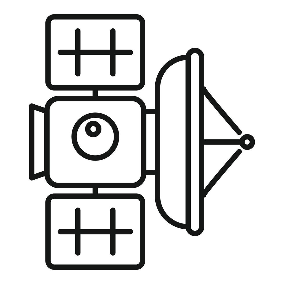 icono de satélite transmisor, estilo de contorno vector