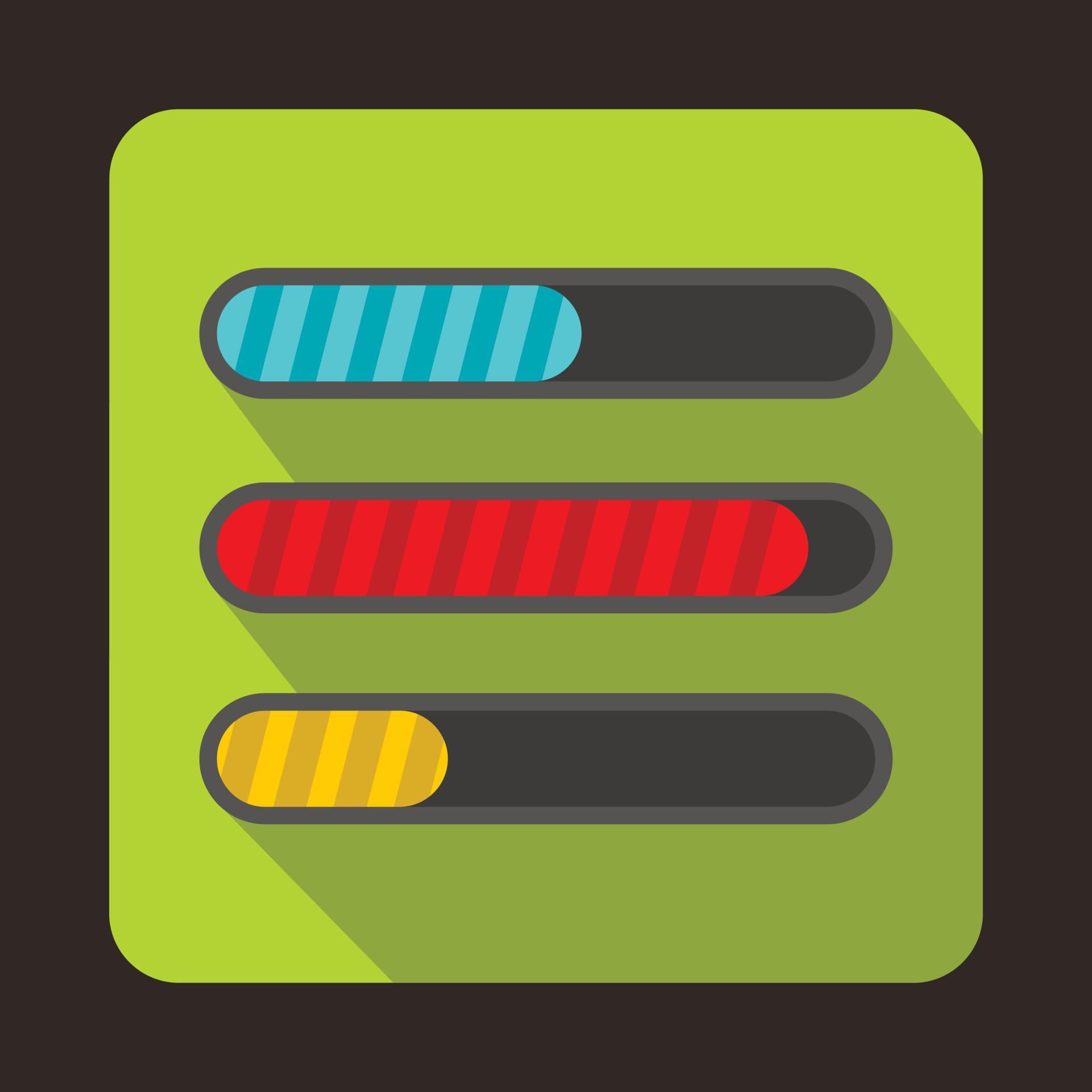 Progress loading bars icon, flat style 14520298 Vector Art at Vecteezy