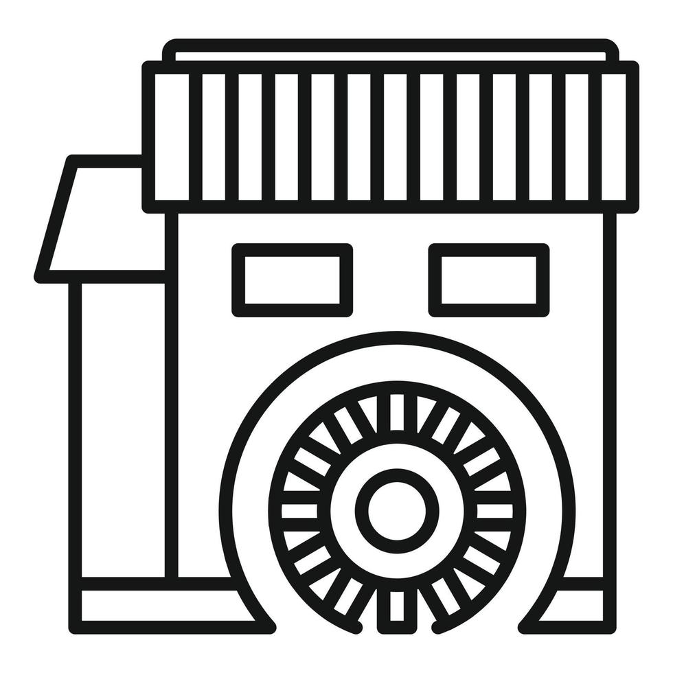 Water mill icon, outline style vector