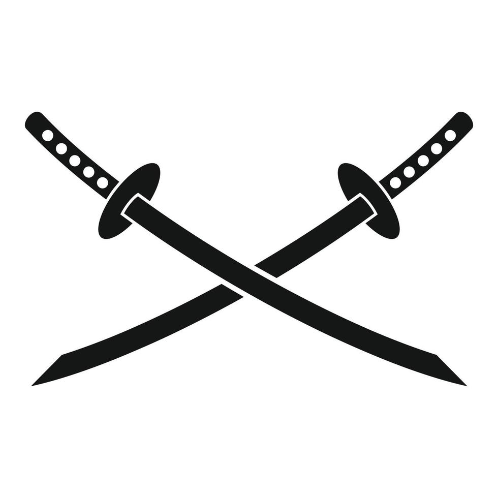 Samurai swords icon, simple style vector