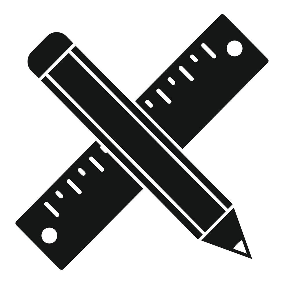 Tiler ruler pencil icon, simple style vector