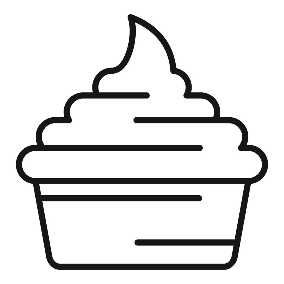 Milk cupcake icon, outline style vector