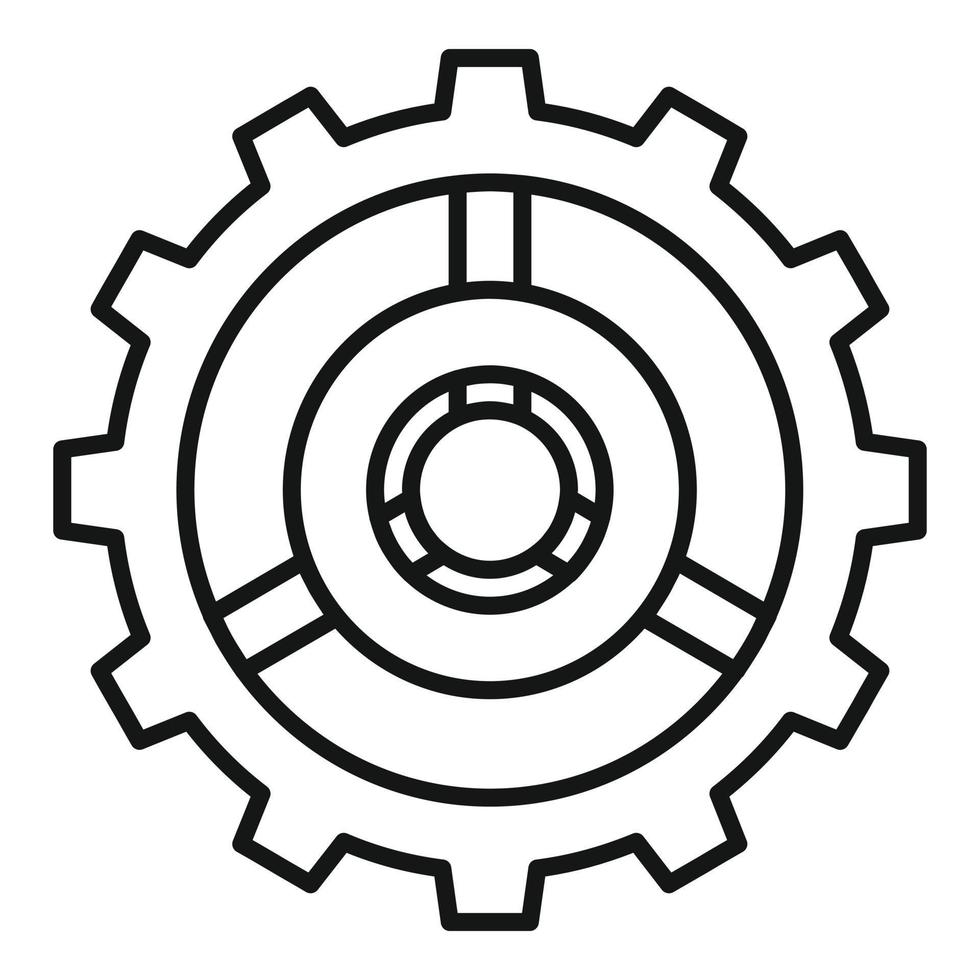 icono de rueda dentada de reloj, estilo de contorno vector