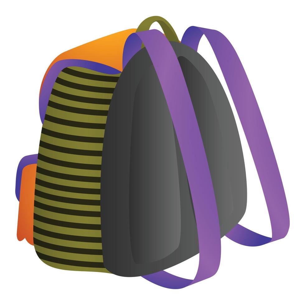 icono de mochila escolar, estilo de dibujos animados vector