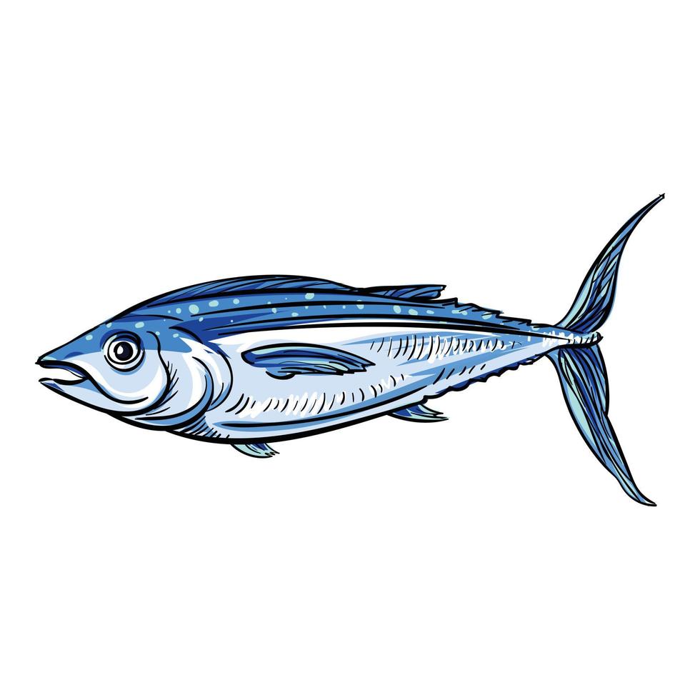 Seafood tuna icon, cartoon style vector