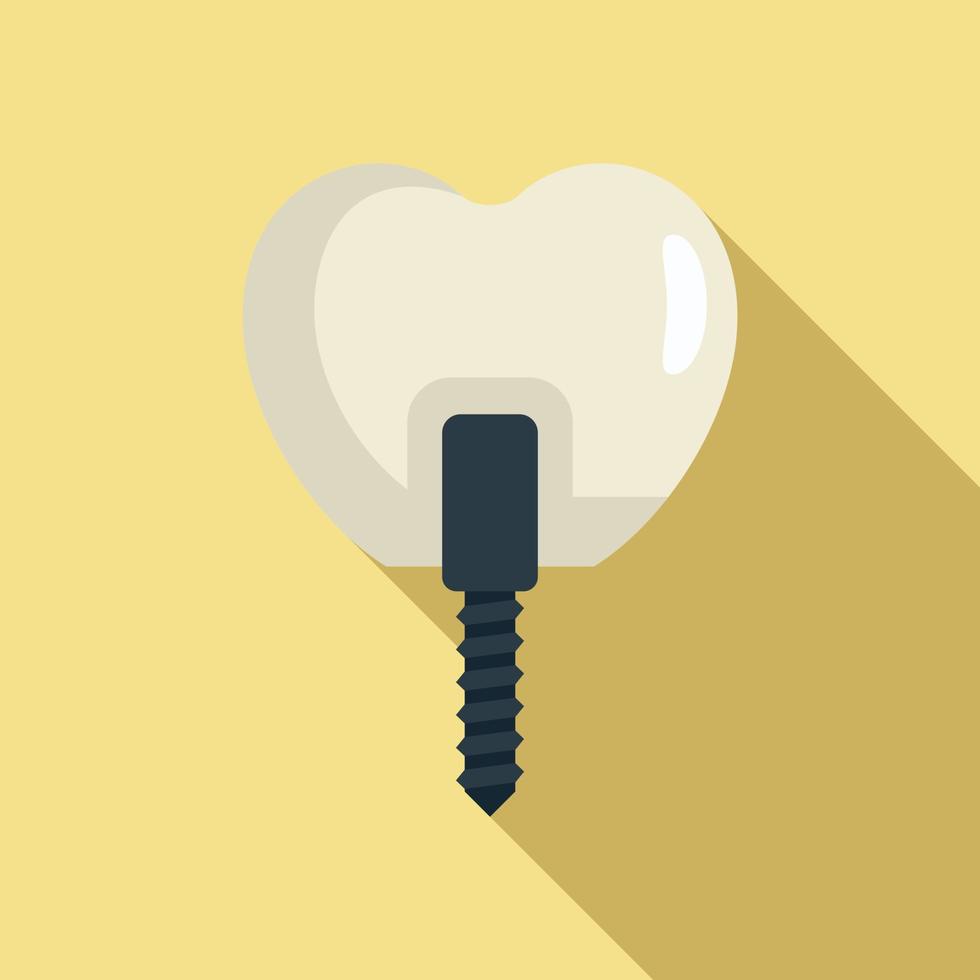 Small tooth implant icon, flat style vector