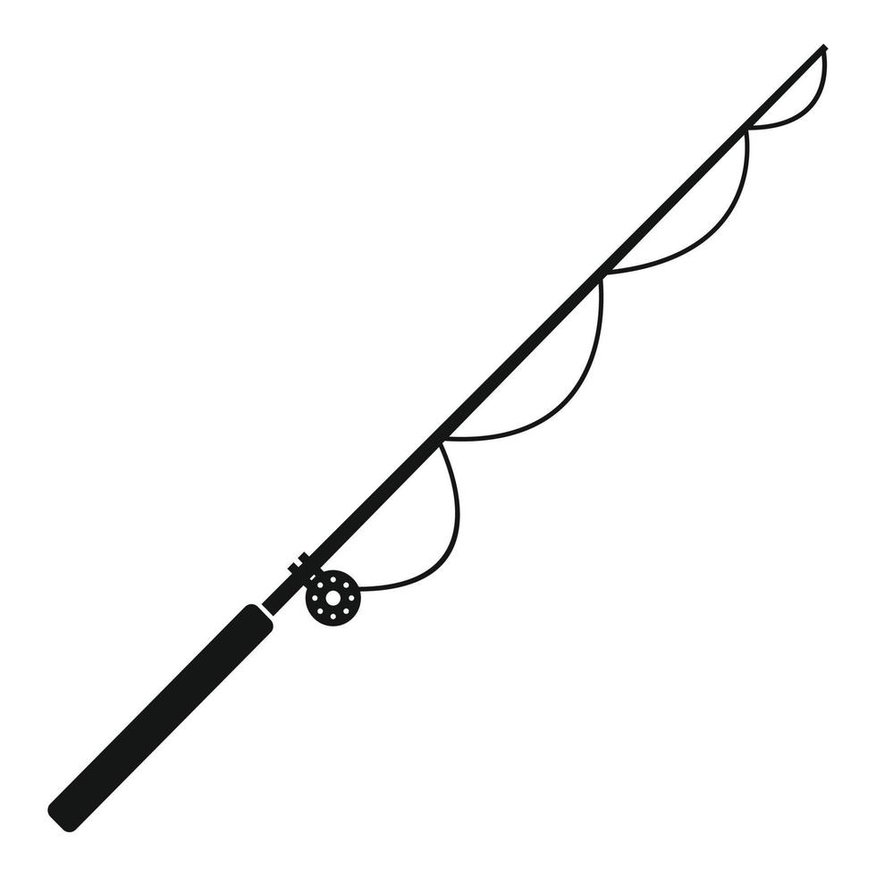 icono de ocio de caña de pescar, estilo simple vector