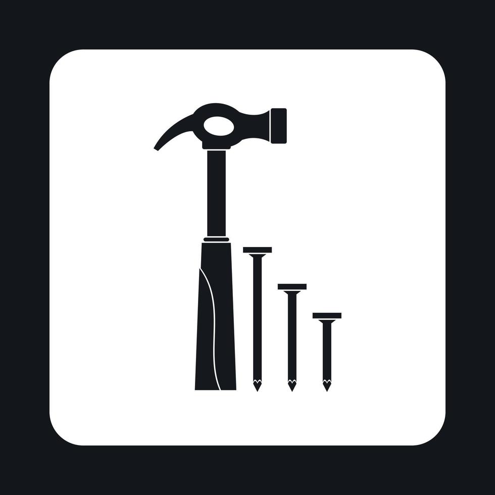 Hammer and nails icon, simple style vector