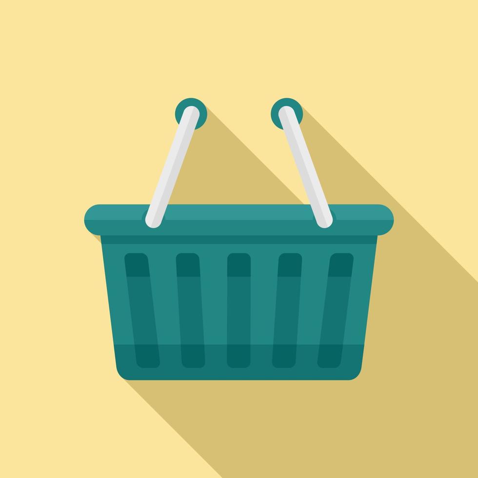 Plastic shop basket icon, flat style vector