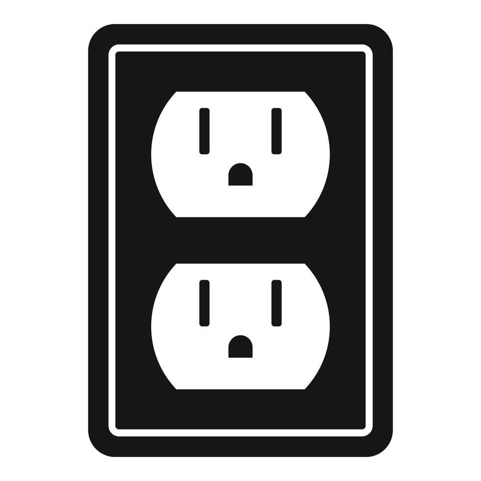 Double power socket icon, simple style vector