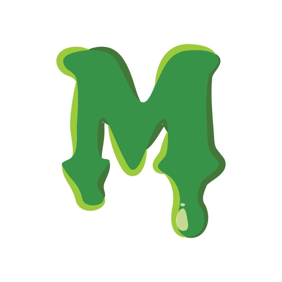Letter M made of green slime vector