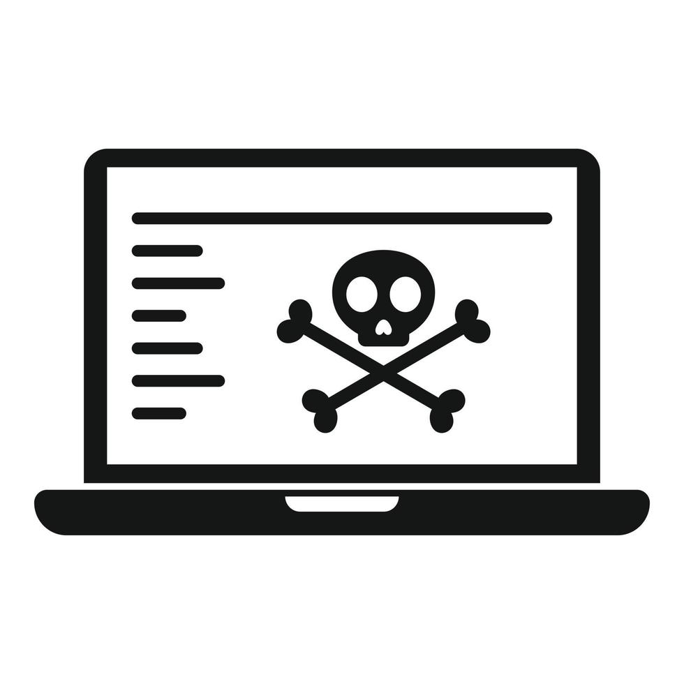 Hacked laptop icon, simple style vector