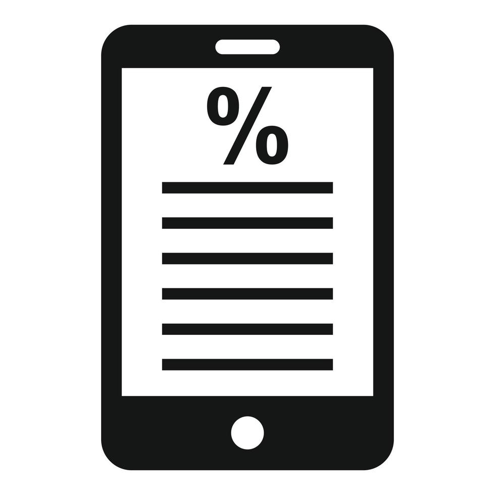 Smartphone online tax icon, simple style vector