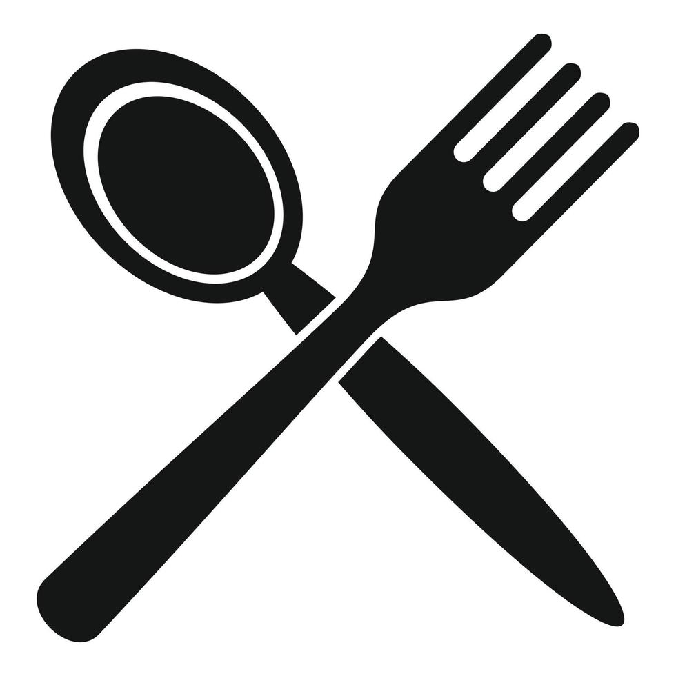 icono de cuchara tenedor, estilo simple vector