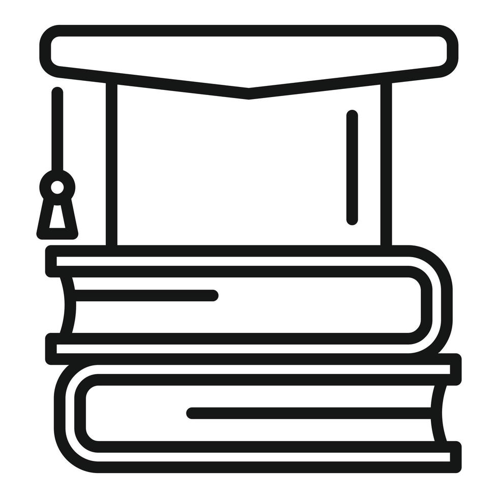 Library graduated hat icon, outline style vector